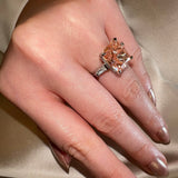 "Cali" Trilogy Pink Elongated Cushion Cut Lab Diamond Tapered Shoulder Engagement Ring - HEERA DIAMONDS