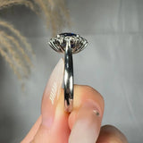 "Calvionyx" Blue Sapphire 3.11 Carat Cushion Mixed Cut Diamond Engagement Ring RAM1255R HEERA DIAMONDS