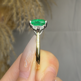 "Calyrex" Emerald Green 3.4 Carat Cushion Cut Trilogy Diamond Engagement Ring HR1846 HEERA DIAMONDS