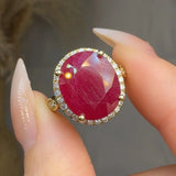"Calzirel" Ruby 11.12 Carat Oval Cut Lab Grown Diamond Shoulder Engagement Ring HLR15 HEERA DIAMONDS