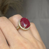 "Calzirel" Ruby 11.12 Carat Oval Cut Lab Grown Diamond Shoulder Engagement Ring HLR15 HEERA DIAMONDS