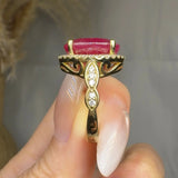 "Calzirel" Ruby 11.12 Carat Oval Cut Lab Grown Diamond Shoulder Engagement Ring HLR15 HEERA DIAMONDS