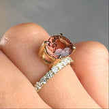 "Camden" 2 Carat Oval Cut Pink Tourmaline shoulder Diamond Engagement Ring HR1849