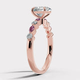 "Capri" 5 Carat Oval Cut Pink Lab Grown Diamond Shoulders Rose Gold Engagement Ring