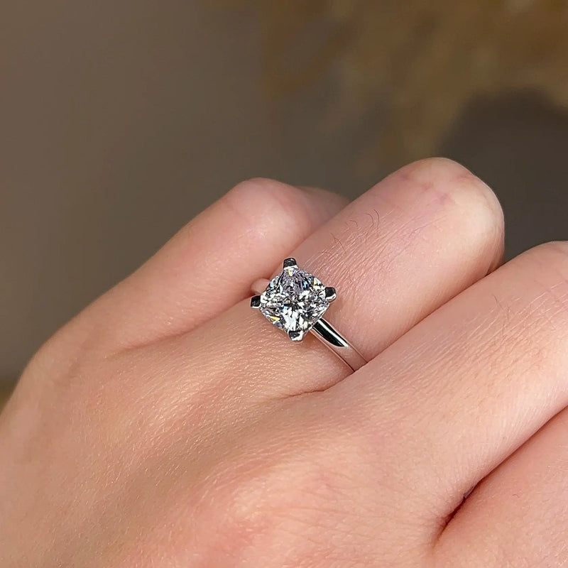"Cara" Solitaire Cushion Cut Diamond Engagement Ring SSCC02 - HEERA DIAMONDS