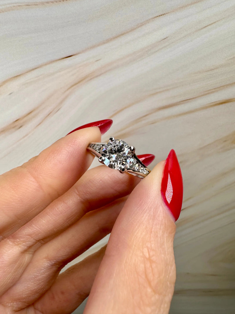 "Caro" Round Cut 2.5 Carat Diamond Shoulder Platinum Engagement Ring HEERA DIAMONDS