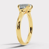 "Celia" Trilogy Three Stone 5 Carat Emerald Cut Diamond Tapered Baguette Shoulder Engagement Ring