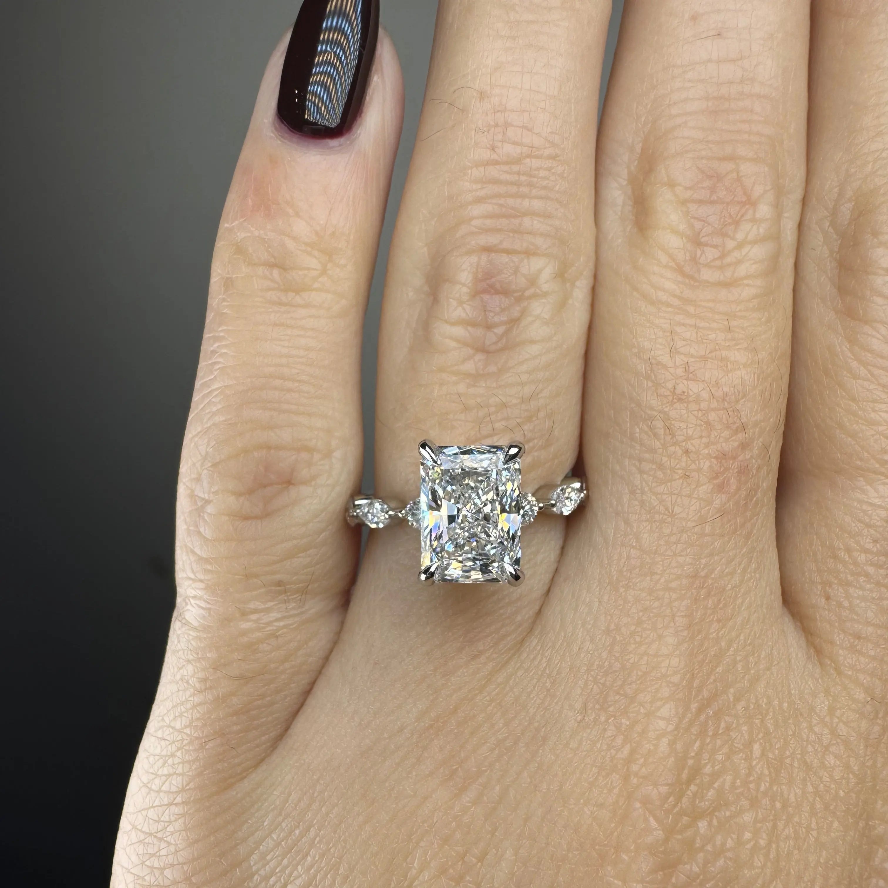 Celina Radiant Cut Carat Diamond Shoulder Engagement Ring
