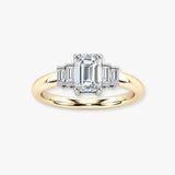 "Charlie" Emerald Cut 2 Carat Diamond Shoulder Yellow Gold Engagement Ring DSEC07
