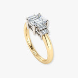 "Charlie" Emerald Cut 2 Carat Diamond Shoulder Yellow Gold Engagement Ring DSEC07