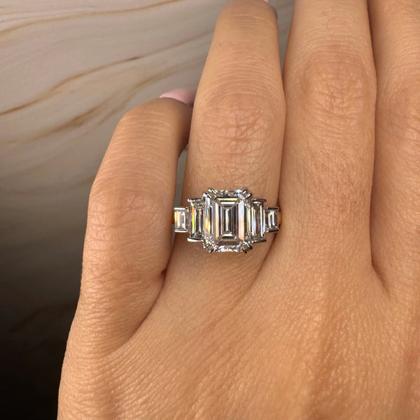 "Charlie" Emerald Cut 2 Carat Diamond Shoulder Yellow Gold Engagement Ring DSEC07 HEERA DIAMONDS