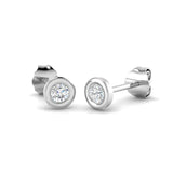Chastity Round  Brilliant Diamond Rub over Over Setting Solitaire Stud Earrings
