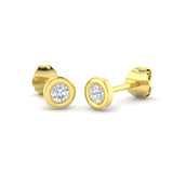Chastity Round  Brilliant Diamond Rub over Over Setting Solitaire Stud Earrings