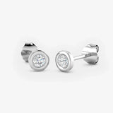 Chastity Round  Brilliant Diamond Rub over Over Setting Solitaire Stud Earrings LM JEWELLERY