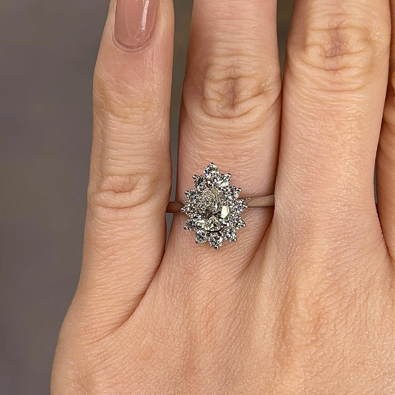 "Chelsea" Star Halo Pear Cut Diamond Engagement Ring - HEERA DIAMONDS