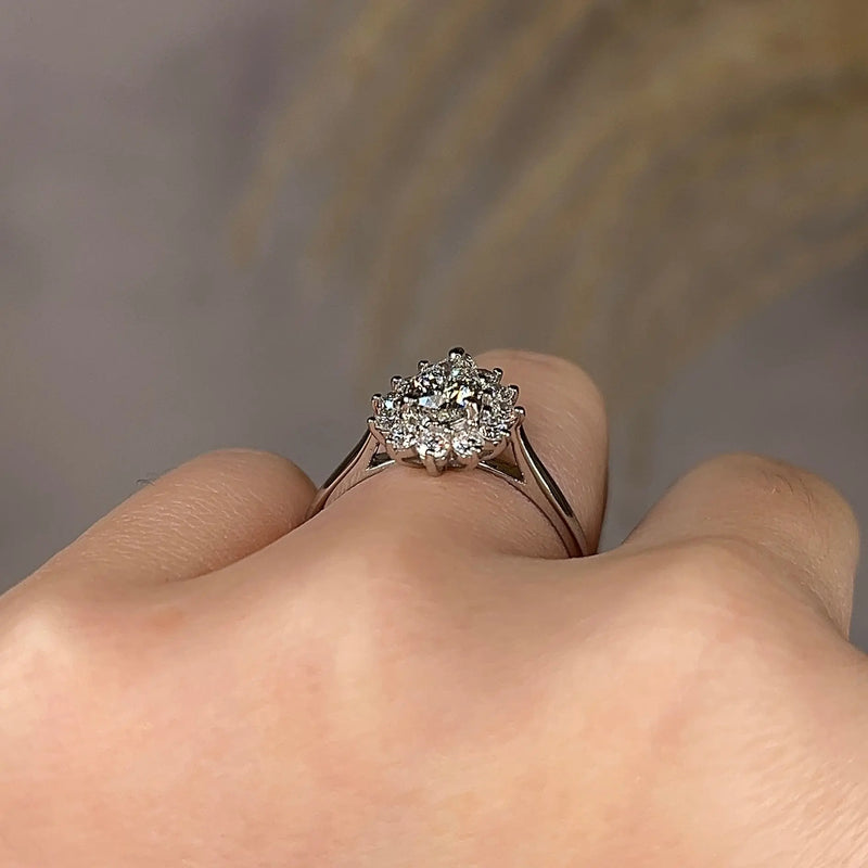 "Chelsea" Star Halo Pear Cut Diamond Engagement Ring - HEERA DIAMONDS