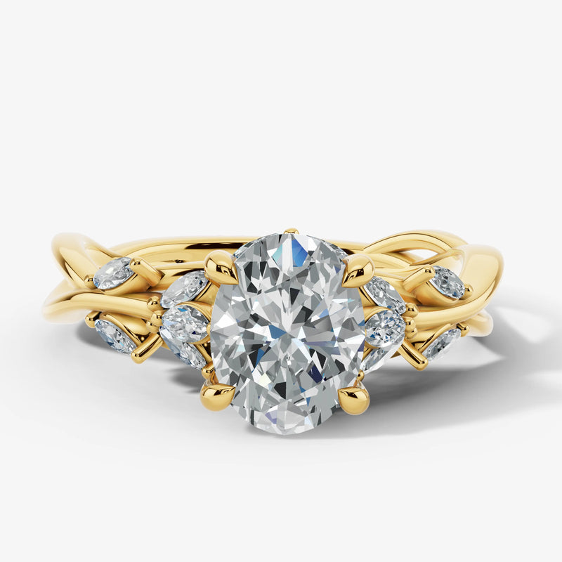 "Clandestine" Oval Cut 2.5 Carat Diamond Shoulder  18KT Yellow Gold Engagement Ring DSOC06 HEERA DIAMONDS