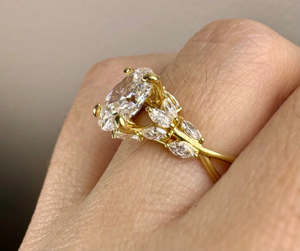 "Clandestine" Oval Cut Diamond Shoulder 2.5 Carat 18KT Yellow Gold Engagement Ring DSOC06 HEERA DIAMONDS