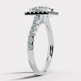 "Clara" 1 Carat Square Halo Princess Cut Diamond Shoulder Engagement Ring HAPC02