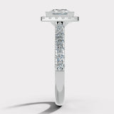 "Clara" 1 Carat Square Halo Princess Cut Diamond Shoulder Engagement Ring HAPC02