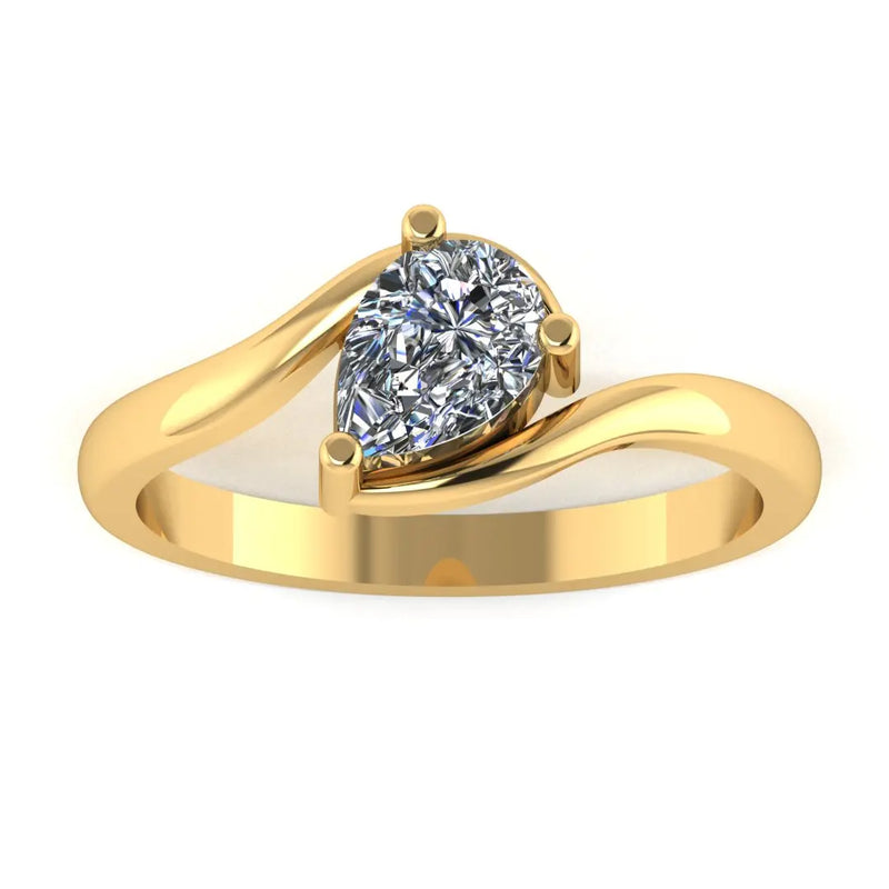 "Cleopatra" Pear Cut 2.5 Carat Solitaire Fancy Vivid 14KT Yellow Gold Engagement Ring SSPS04 HEERA DIAMONDS