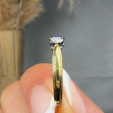 "Coralyne" 0.42 Carat Round Cut Blue Sapphire Natural Diamond Trilogy Engagement Ring MSR528