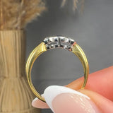"Coralyne" 0.42 Carat Round Cut Blue Sapphire Natural Diamond Trilogy Engagement Ring MSR528
