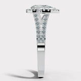"Cresta" 2 Carat Halo Pear Cut Split-Shank Diamond Shoulder Engagement Ring HEERA DIAMONDS