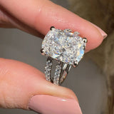 "Crussey" 5 Carat Cushion Cut Diamond Matching Bridal Set Engagement Ring HEERA DIAMONDS