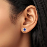 Cushion Cut Tanzanite with Diamond Halo Studs HEERA DIAMONDS