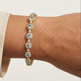 Cushion Shape 12 Carat Aquamarine Featuring Diamond Halo Bracelet BRHACCA