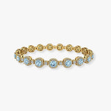 Cushion Shape 12 Carat Aquamarine Featuring Diamond Halo Bracelet BRHACCA