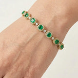 Cushion Shape 12 Carat Emerald Featuring Diamond Halo Bracelet BRHACCE