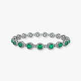Cushion Shape 12 Carat Emerald Featuring Diamond Halo Bracelet BRHACCE
