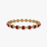 Cushion Shape 12 Carat Ruby Featuring Diamond Halo Bracelet BRHACCR
