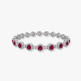 Cushion Shape 12 Carat Ruby Featuring Diamond Halo Bracelet BRHACCR