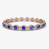 Cushion Shape 8.5 Carat Sapphire Featuring Diamond Halo Bracelet BRHACCS HEERA DIAMONDS