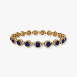 Cushion Shape 12 Carat Sapphire Featuring Diamond Halo Bracelet BRHACCS