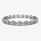 Cushion Shape 8.5 Carat Aquamarine Featuring Diamond Halo Bracelet BRHACCA HEERA DIAMONDS
