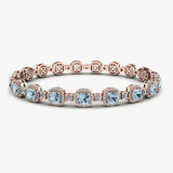 Cushion Shape 8.5 Carat Aquamarine Featuring Diamond Halo Bracelet BRHACCA HEERA DIAMONDS