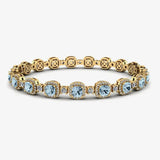 Cushion Shape 8.5 Carat Aquamarine Featuring Diamond Halo Bracelet BRHACCA HEERA DIAMONDS