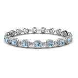 Cushion Shape 8.5 Carat Aquamarine Featuring Diamond Halo Bracelet BRHACCA - HEERA DIAMONDS