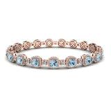 Cushion Shape 8.5 Carat Aquamarine Featuring Diamond Halo Bracelet BRHACCA - HEERA DIAMONDS