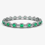 Cushion Shape 8.5 Carat Emerald Featuring Diamond Halo Bracelet BRHACCE HEERA DIAMONDS