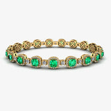 Cushion Shape 8.5 Carat Emerald Featuring Diamond Halo Bracelet BRHACCE HEERA DIAMONDS
