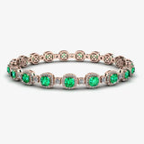 Cushion Shape 8.5 Carat Emerald Featuring Diamond Halo Bracelet BRHACCE HEERA DIAMONDS