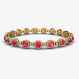 Cushion Shape 8.5 Carat Ruby Featuring Diamond Halo Bracelet BRHACCR HEERA DIAMONDS