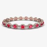 Cushion Shape 8.5 Carat Ruby Featuring Diamond Halo Bracelet BRHACCR HEERA DIAMONDS