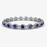 Cushion Shape 8.5 Carat Sapphire Featuring Diamond Halo Bracelet BRHACCS HEERA DIAMONDS