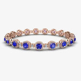 Cushion Shape 8.5 Carat Sapphire Featuring Diamond Halo Bracelet BRHACCS HEERA DIAMONDS